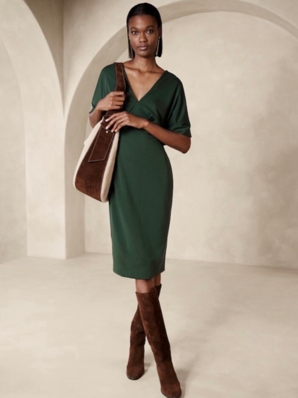 Banana Republic Soraya Midi Dress Hunter Green 0